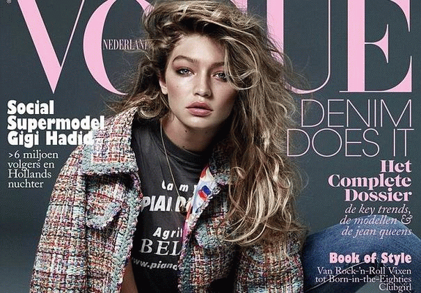 Stripped Gigi Hadid looking glamorous at Vogue photoshoot
